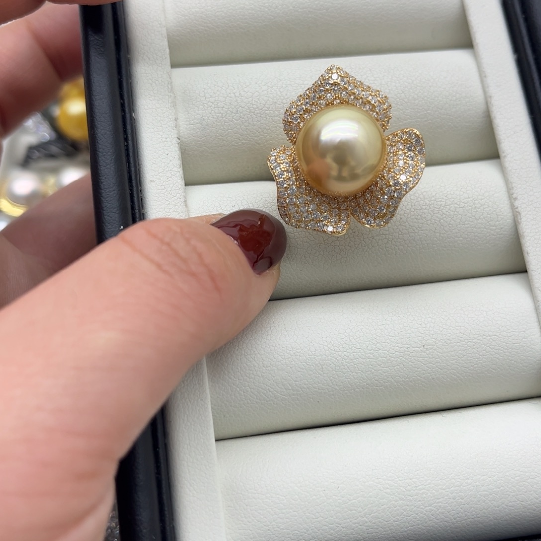 银S925镶嵌戒指海水珍珠