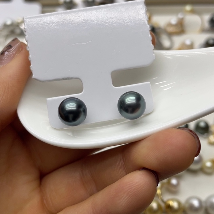 海水珍珠耳饰银S925镶嵌