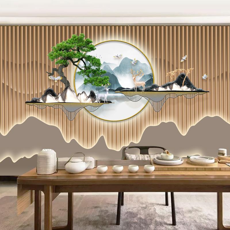 3D竹木纤维集成墙板电视背景墙客厅沙发茶室酒店办公室装饰护墙板