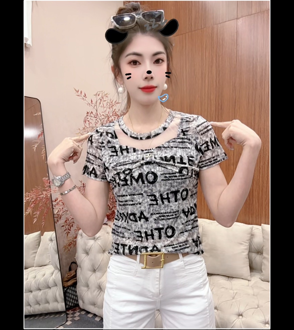 月月家，新款时尚特色设计感百搭显瘦减龄上衣529