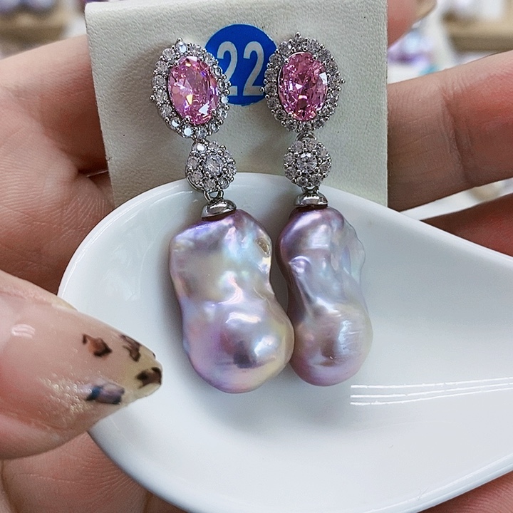 银S925镶嵌耳饰淡水珍珠