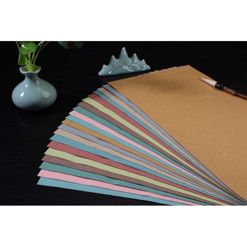 纯手工楮皮丝绒草木染拼接信笺23*34厘米50张半生半熟