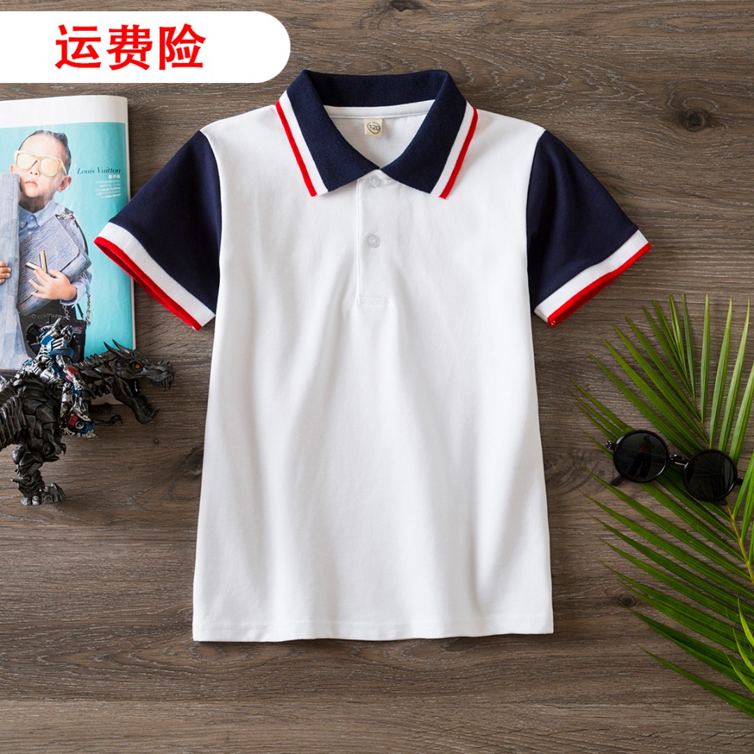 夏季小学生校服短袖t恤t恤班服宽松白色大童休闲半袖学院风