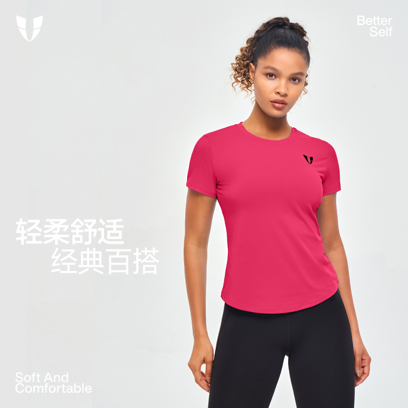 D马甲线T恤户外跑步健身操训练短袖夏季修身瑜伽服女F2411T605