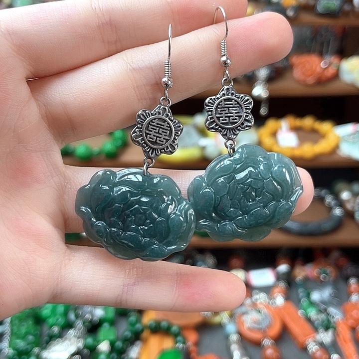 翡翠未镶嵌耳饰饰品