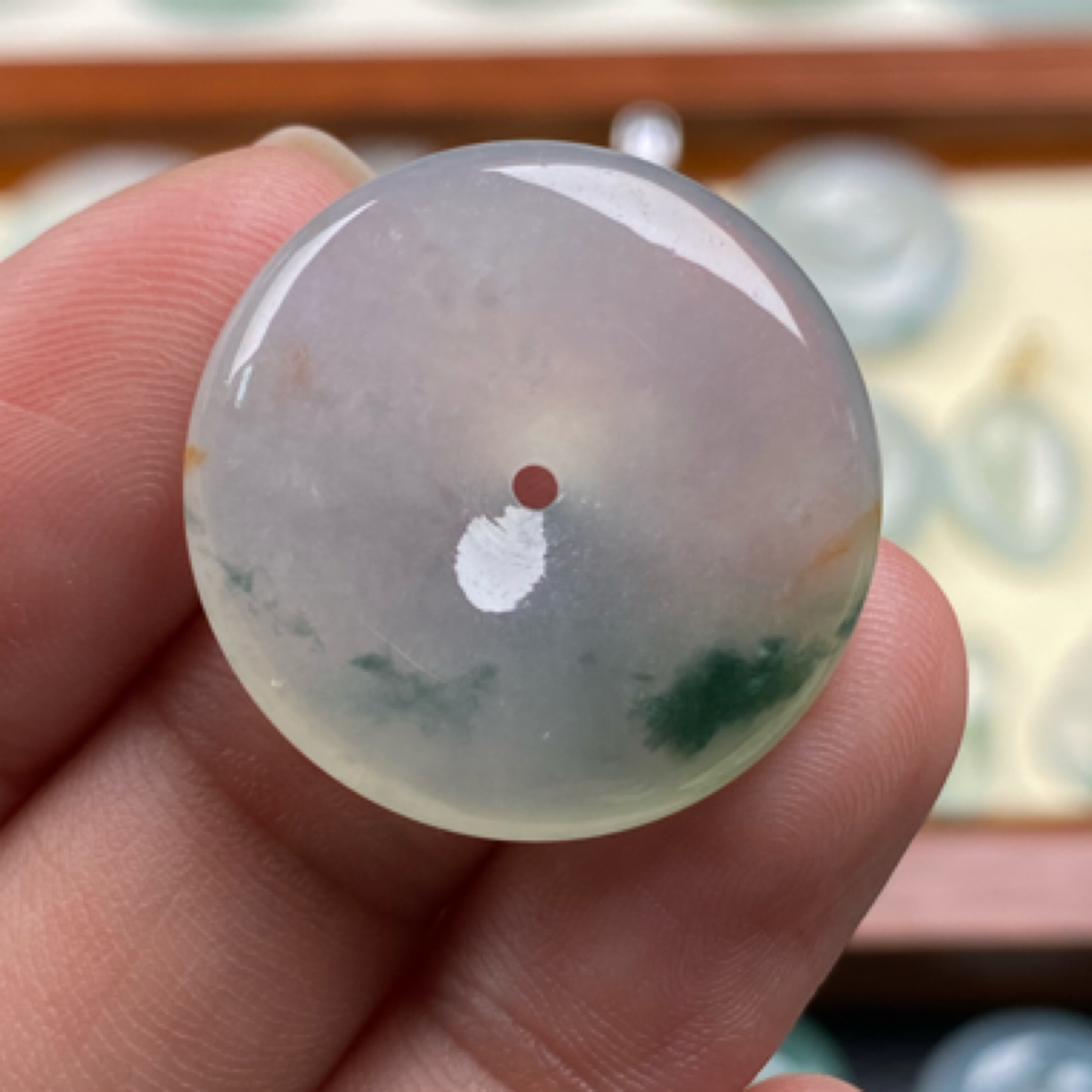 天然缅甸翡翠冰飘花平安扣