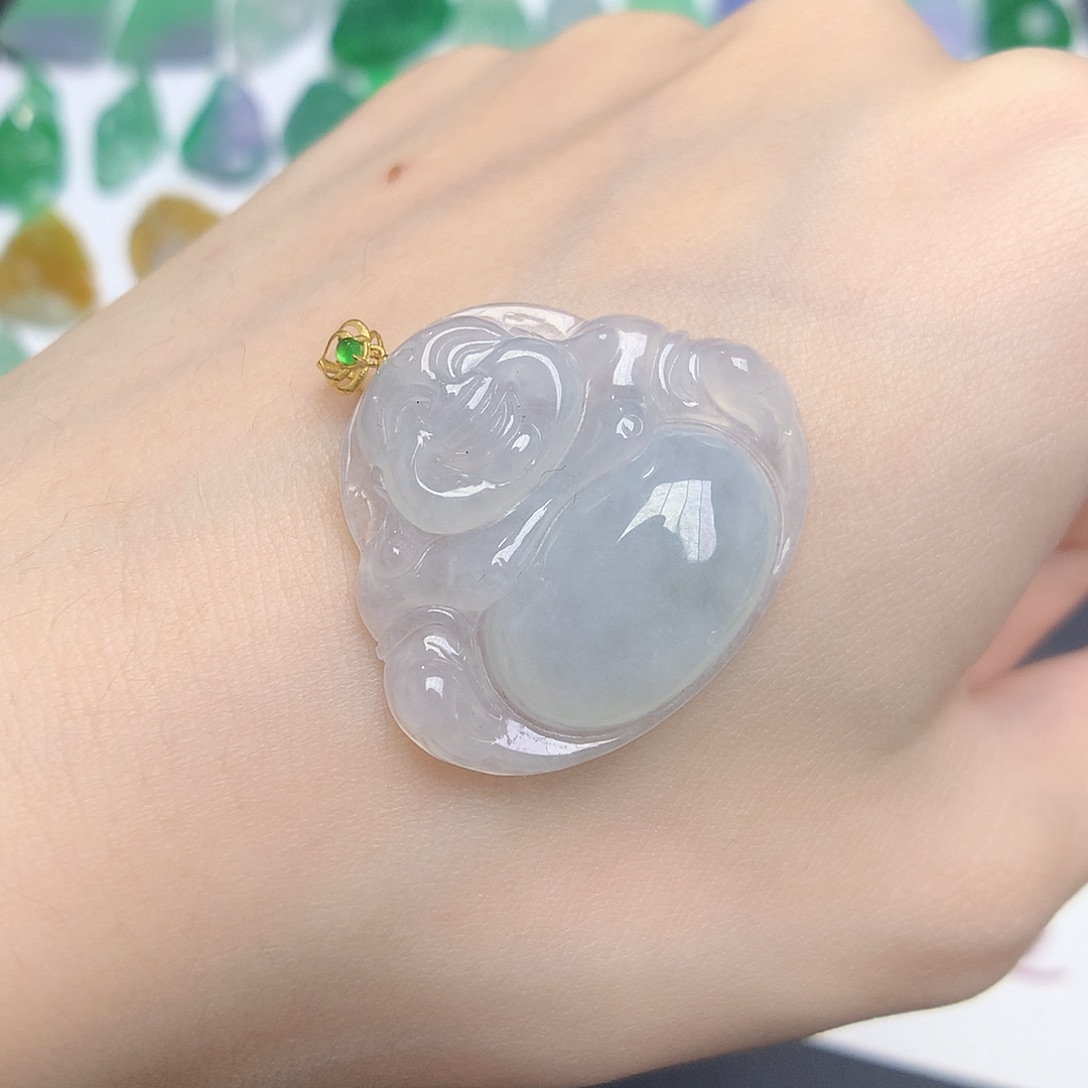 翡翠颈饰18K金镶嵌8888888888888