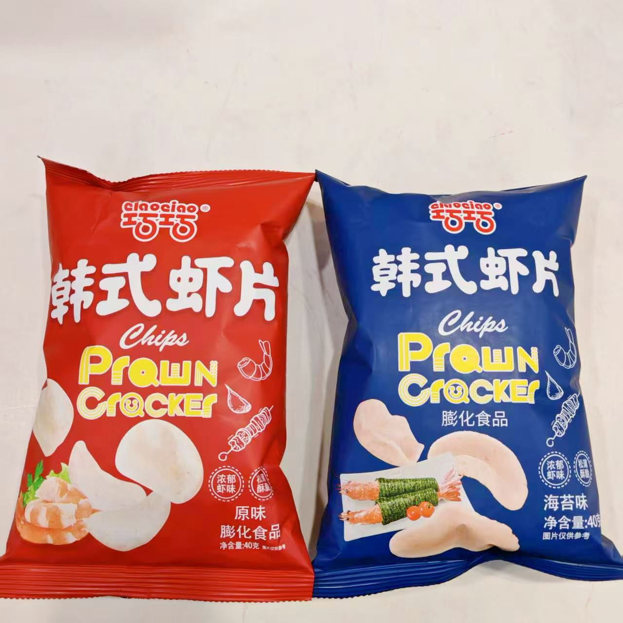 巧巧韩式虾片40克原味/海苔味休闲零食松薄酥脆咔滋美味追剧解馋