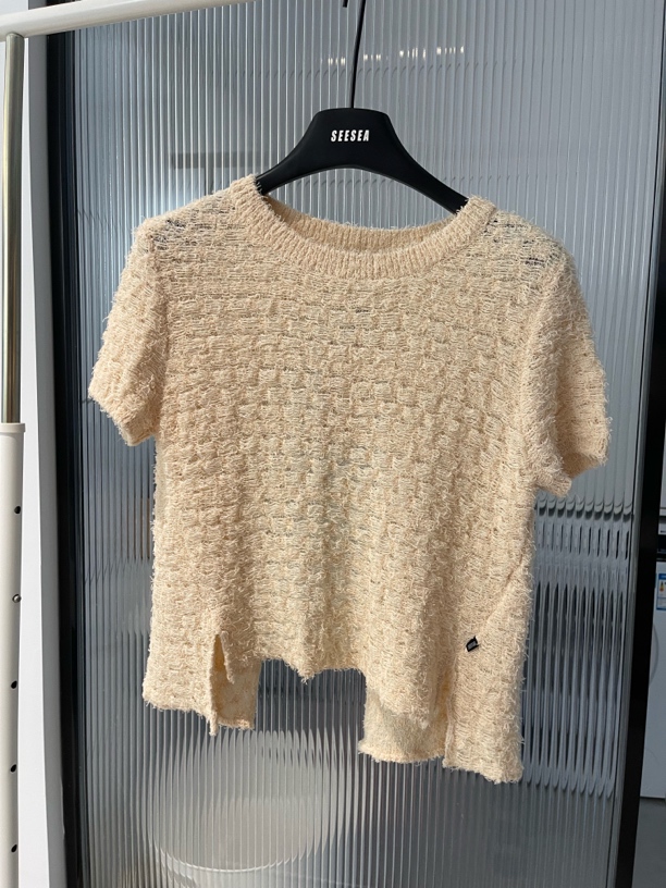 韩国毛针织衫纯色百搭毛衣打底衫镂空夏季微透针织衫套头no退换