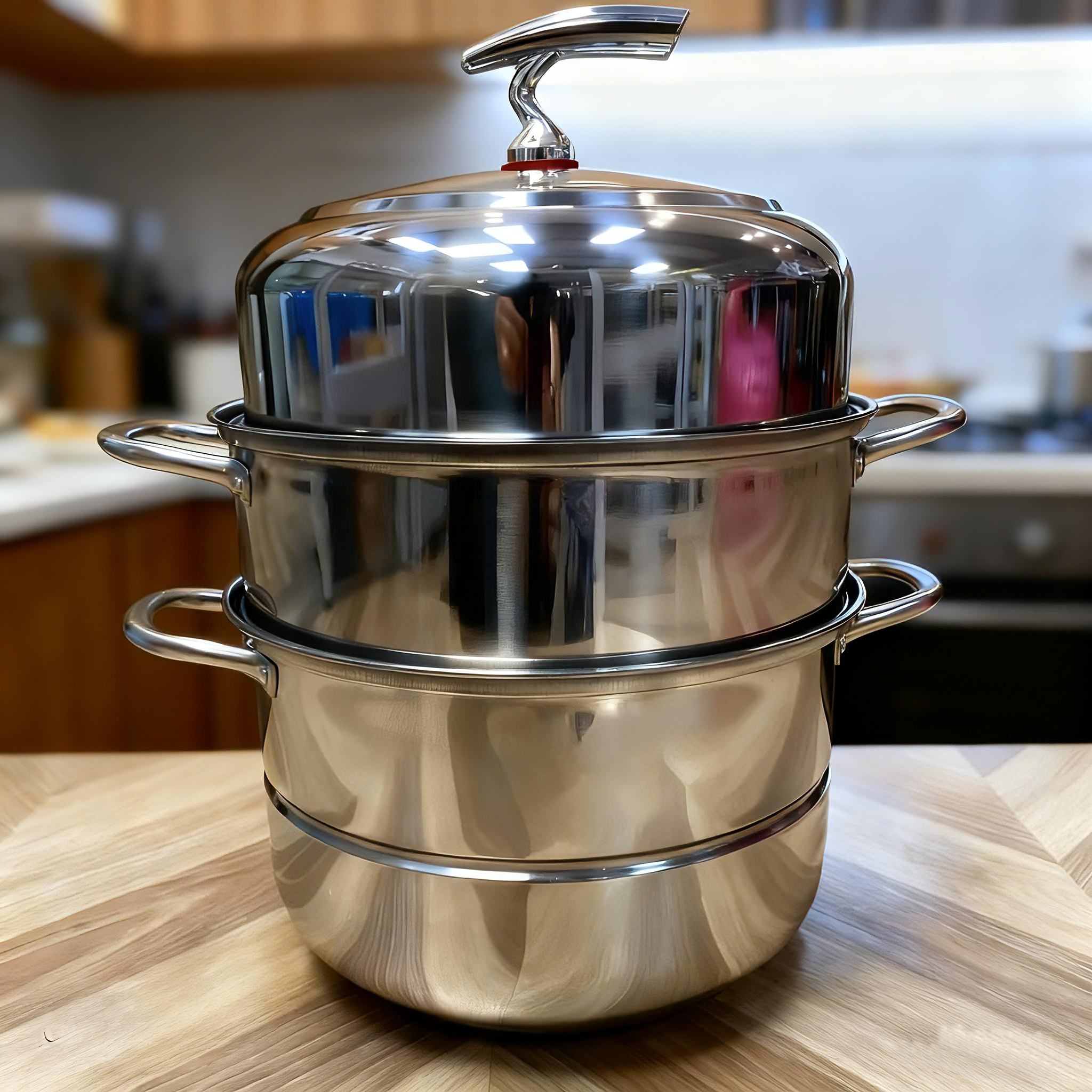 28CM三层蒸锅雪糕珠不锈钢制品加厚蒸包子蒸鱼多功能电磁炉通用J