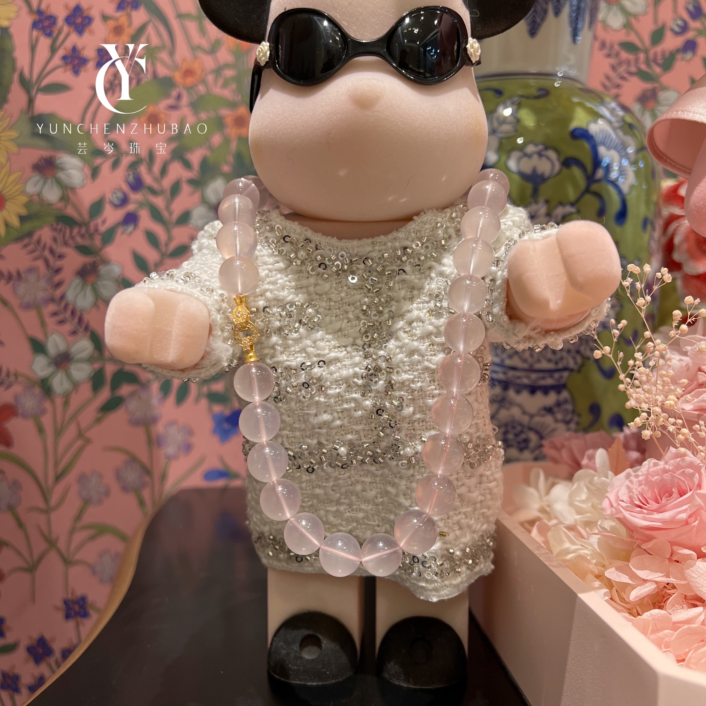 莫桑比克粉水晶项链925银   00299