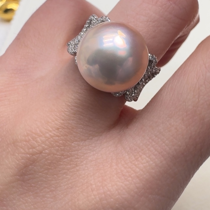 拼合珍珠（马贝珠）戒圈银S925镶嵌