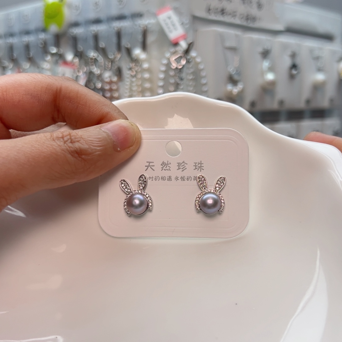 淡水珍珠耳饰银S925镶嵌