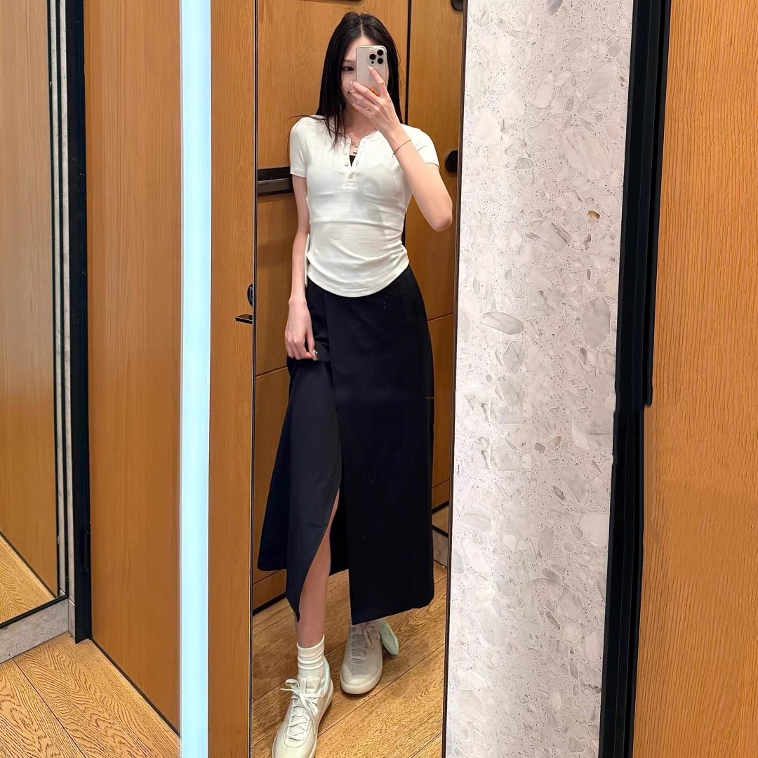 Lulu款Daydrift女士高腰半身裙高级感气质时尚百搭不规则A字长裙