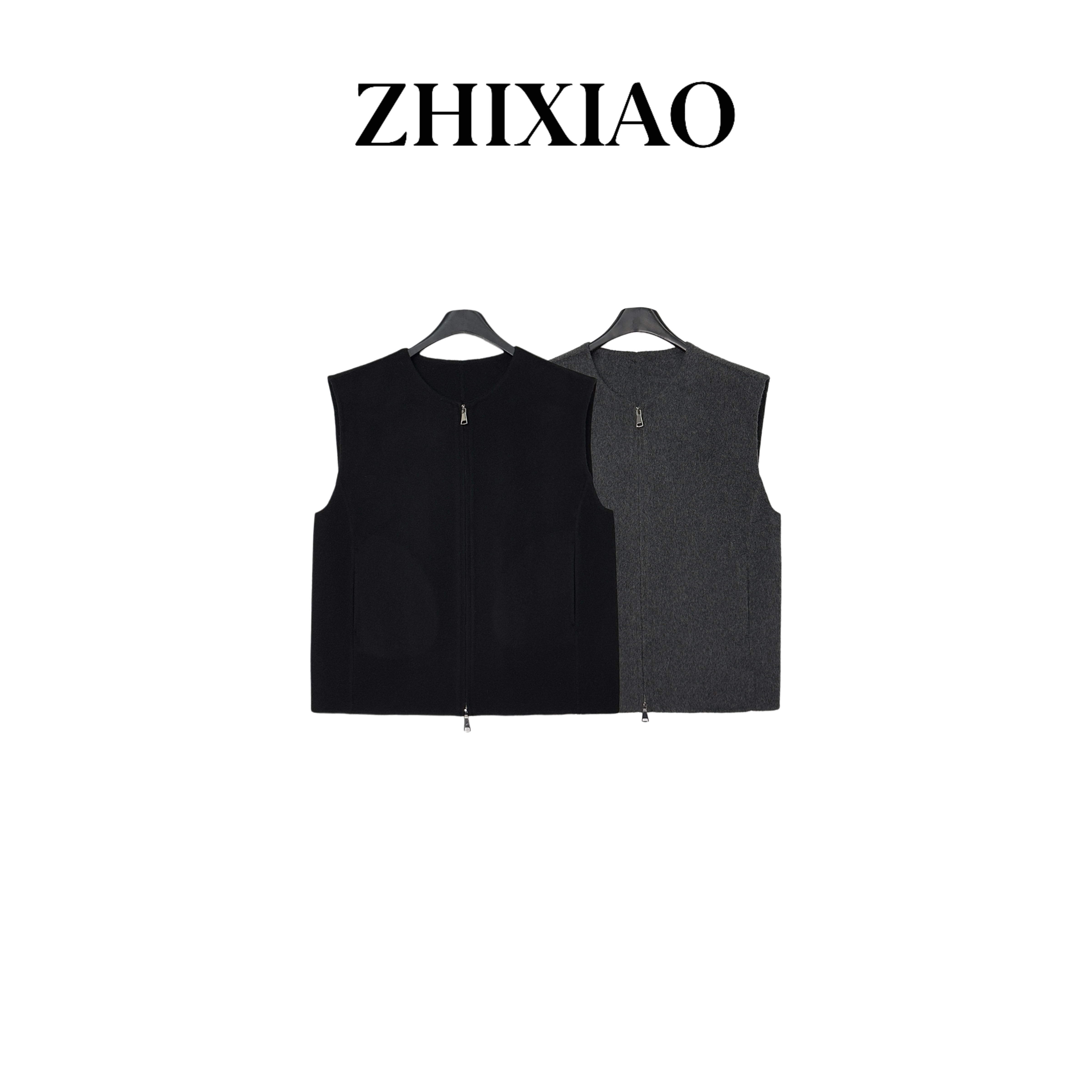 【ZHIXIAO】秋冬新款：拉链毛呢马甲25027-1