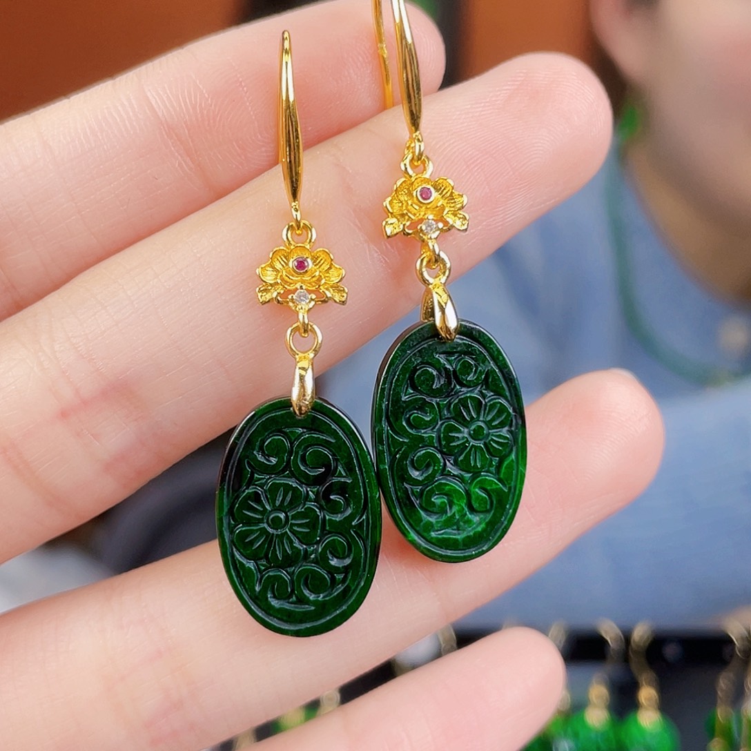 翡翠未镶嵌耳饰饰品