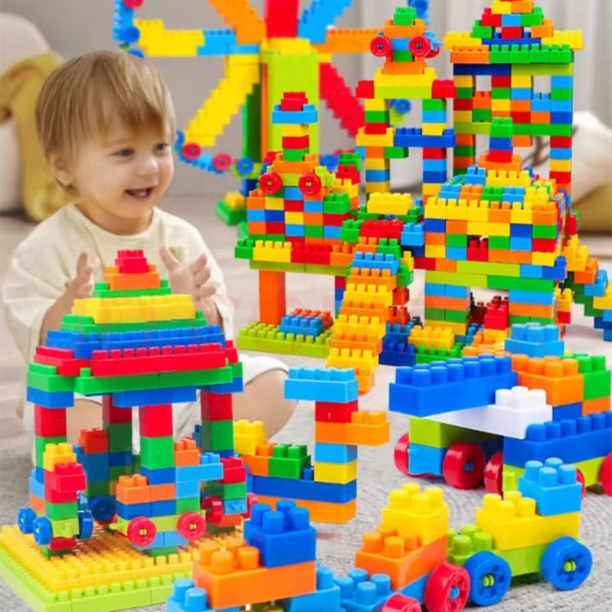 【专属粉丝福利】儿童趣味颗粒积木100颗粒颜色随机拼装益智玩具