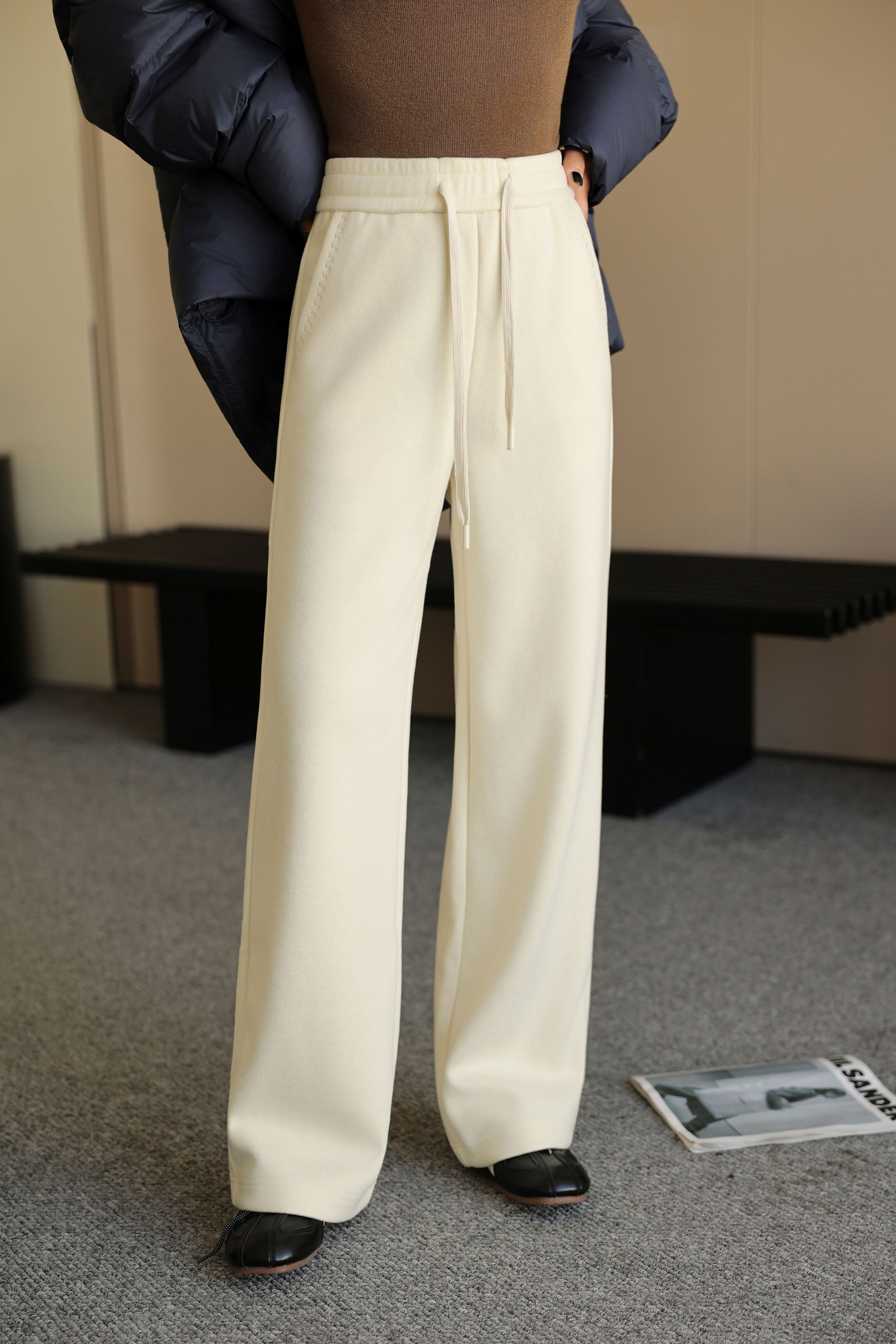 【咖啡色女装】时尚醋酸绵羊毛阔腿裤LJYC-8310