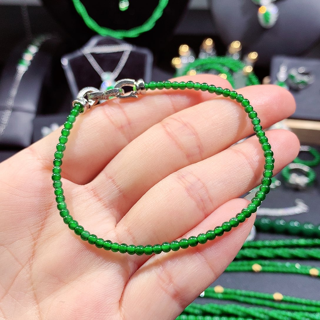 翡翠手链未镶嵌约卡3天然翡翠A货