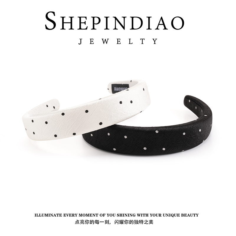 奢品调F261细边波点发箍日常洗脸外出简约高颅顶头箍发饰