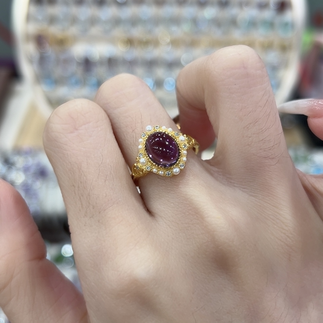 小***猫紫晶银S925镶嵌戒指