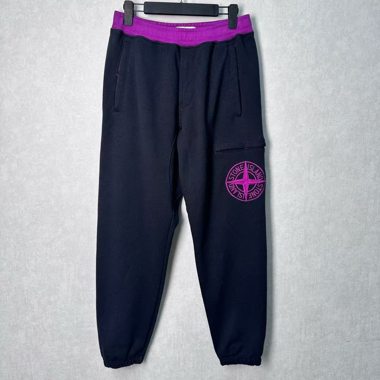 95新 STONE ISLAND 紫色logo运动裤 L码