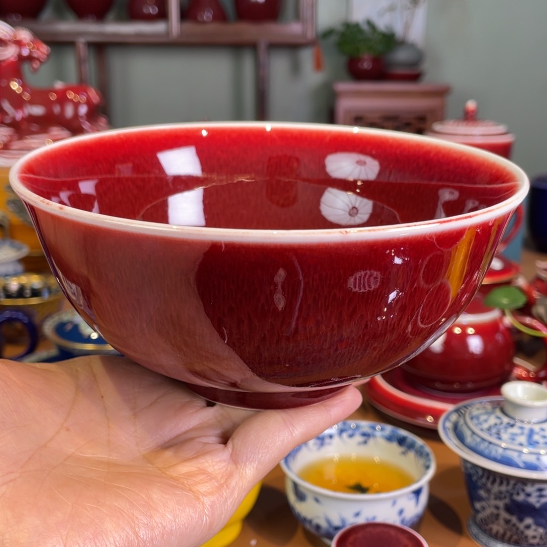 清欢雅玩原矿郎红面碗