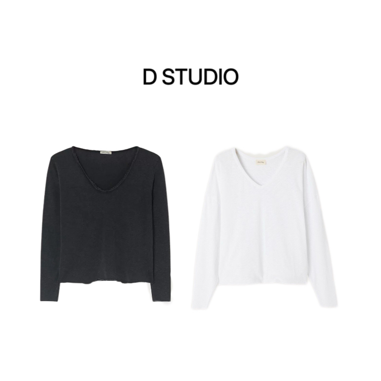 D STUDIO 五色V领长袖T恤 D2835