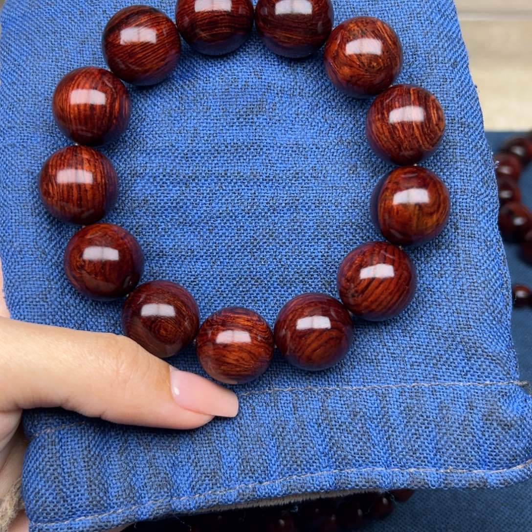 花梨木类手串/手链红降18圆珠满油单圈（瑕疵）