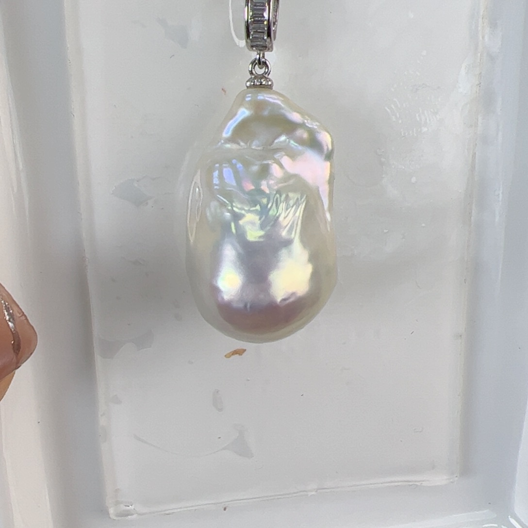 淡水珍珠吊坠(不含链)银S925镶嵌