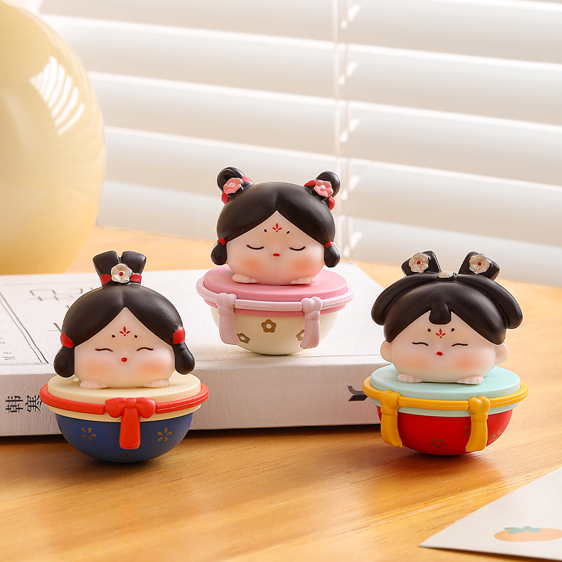 古风唐仕女不倒翁小摆件玩具办公室桌面装饰品西安文创纪念品礼物