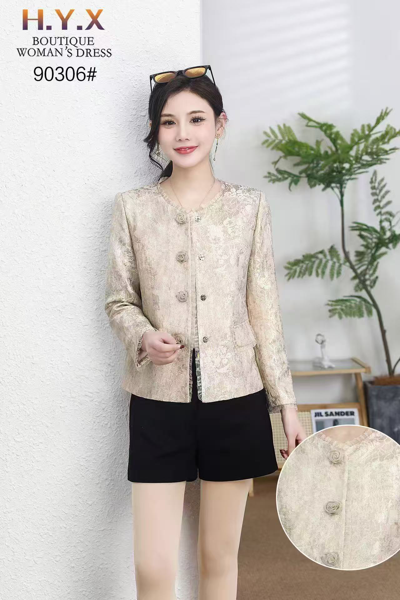 新中式国风提花短外套女2025妈妈出春装法式百搭蕾丝玫瑰花上衣