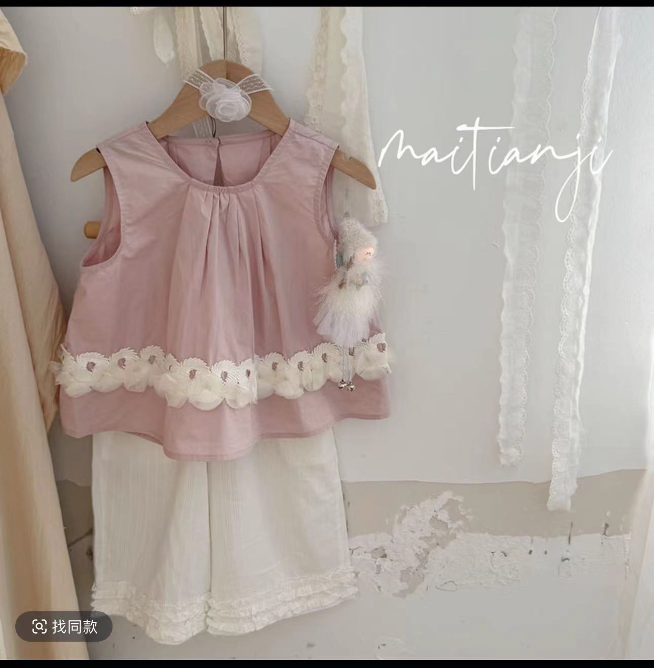 小清新森系女童宝宝白色蕾丝花边直筒裤阔腿裤儿童裤子薄款洋气