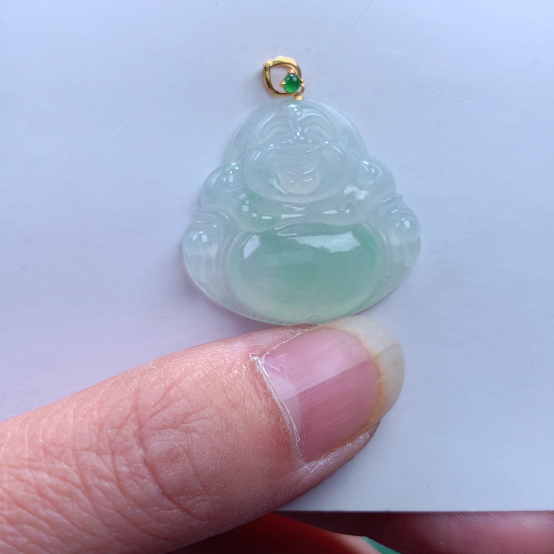 翡翠吊坠(不含链)18K金镶嵌