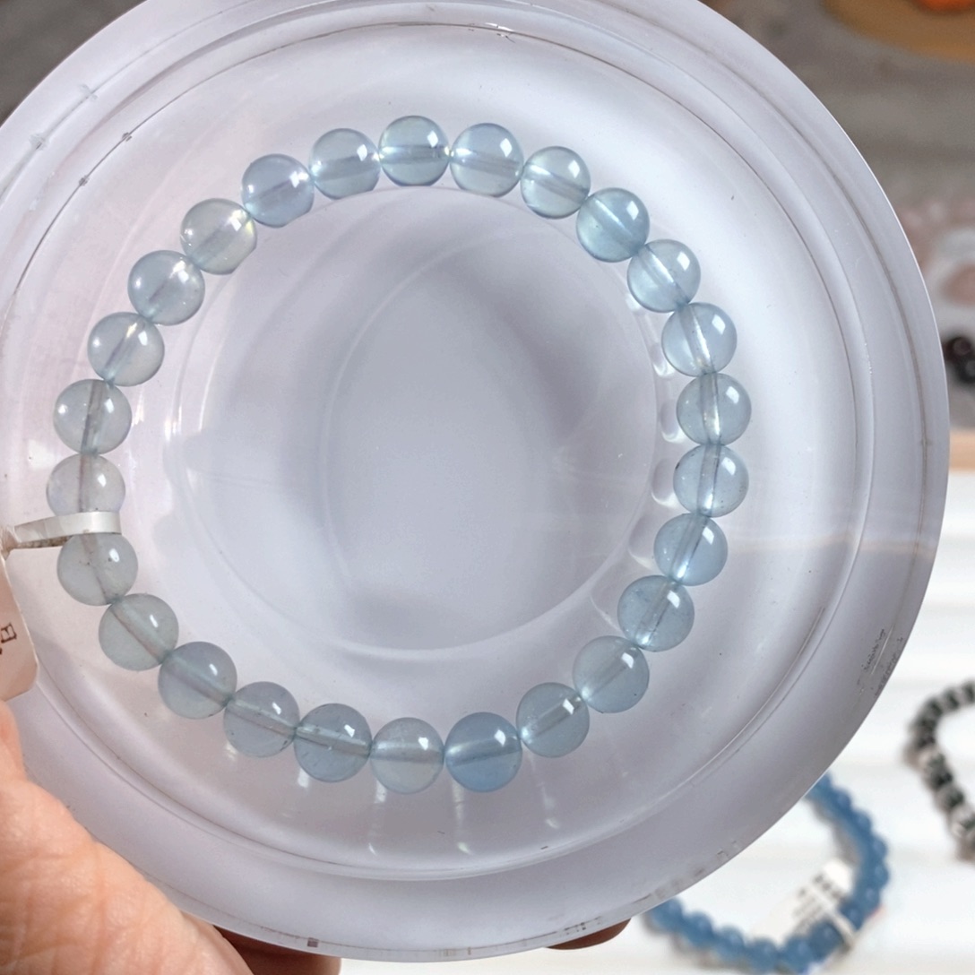 【闪购商品】水晶手链未镶嵌冰川蓝海蓝宝7mm
