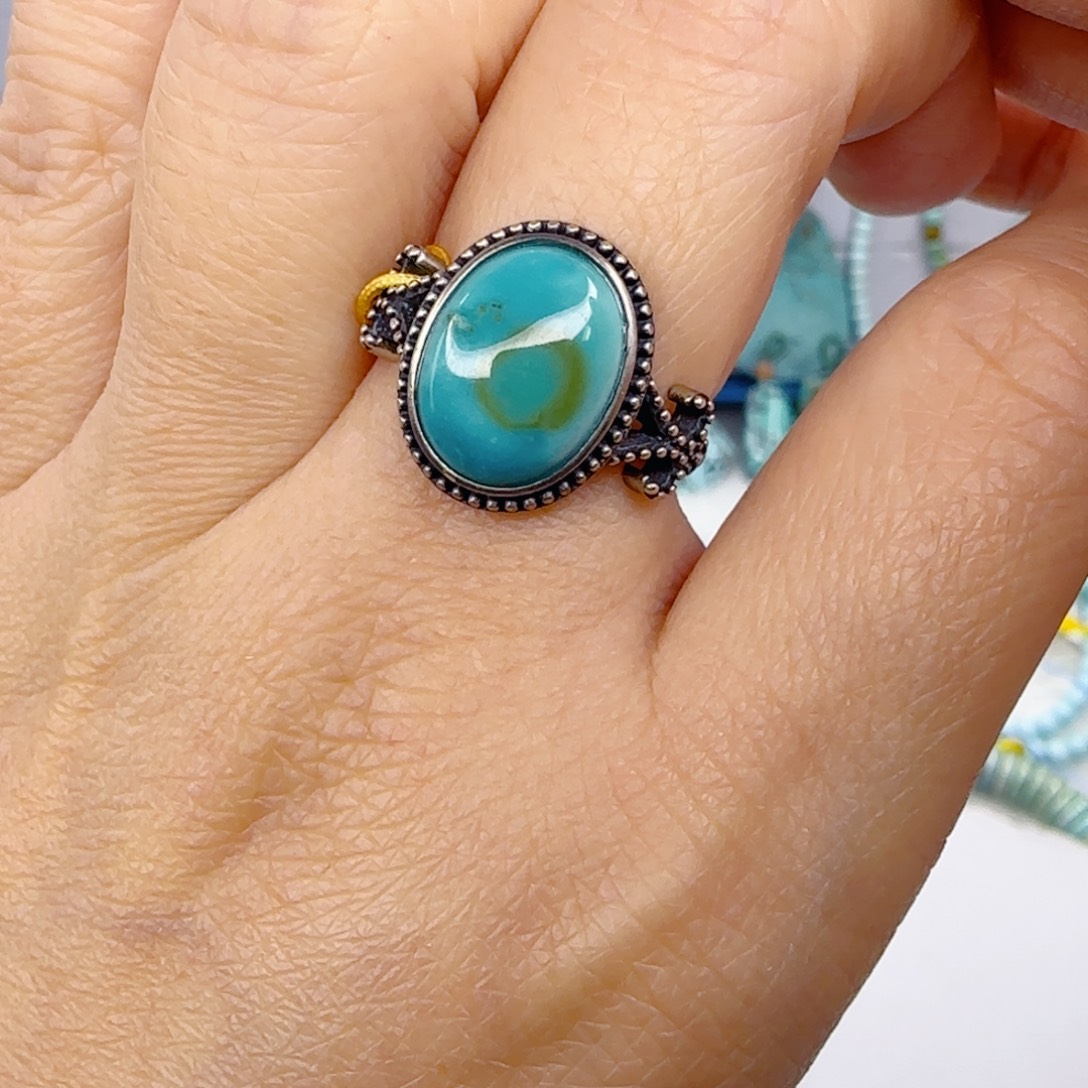 绿松石银S925镶嵌颈饰