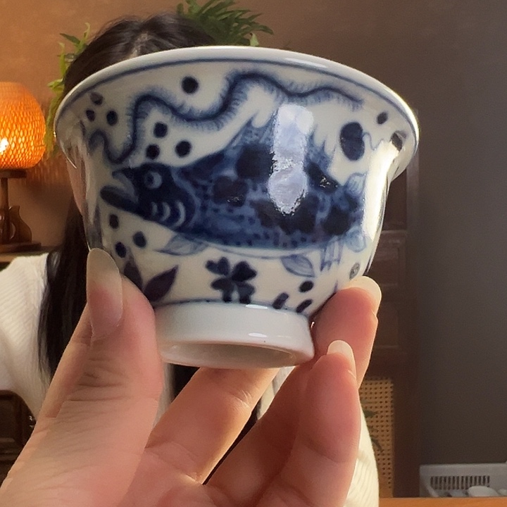 茶具陶瓷鱼澡压手杯