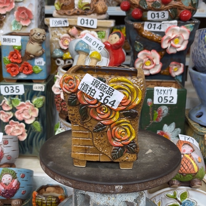 紫砂花盆粗陶材质多肉花盆364