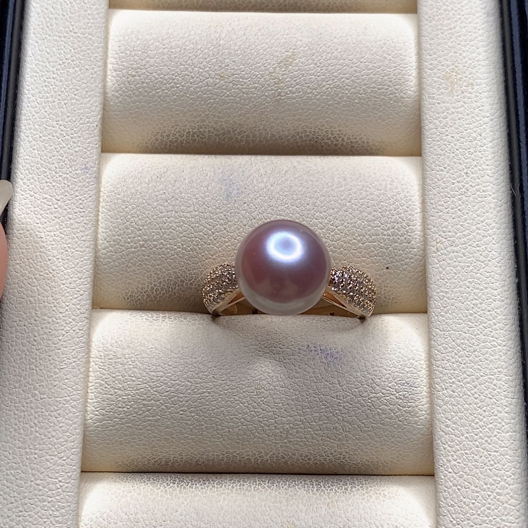 安***然戒指银S925镶嵌淡水珍珠