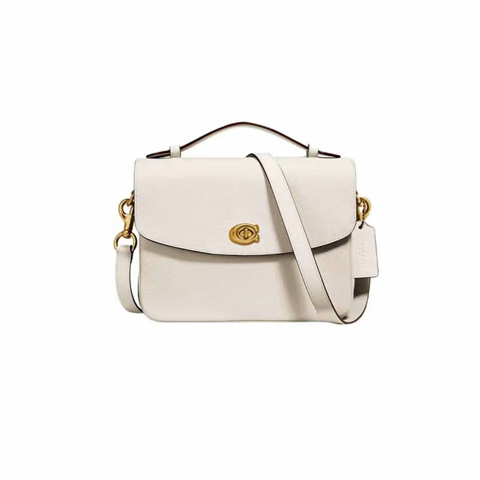 95新 COACH/蔻驰 白色大号邮差手提包/H9759/25X18X6