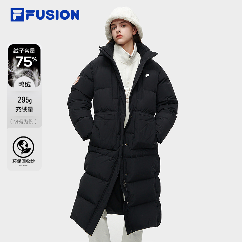 Fila/斐乐潮流女子长款羽绒服时尚连帽高蓬松羽绒服 T11W345907