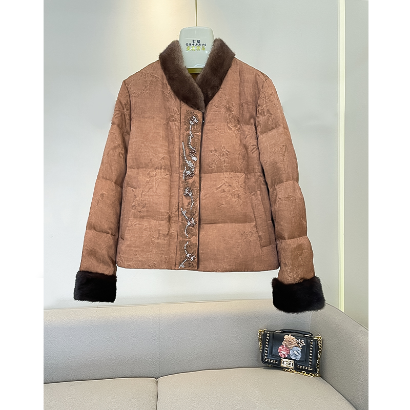 新中式女气质冬款加厚上衣水貂皮草