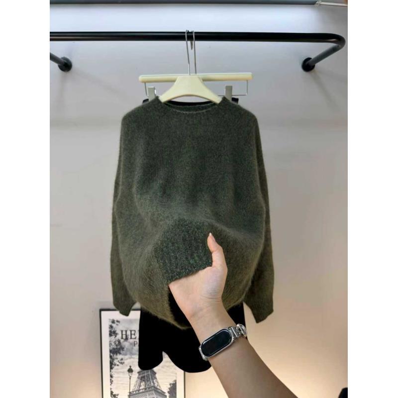 【初晴】深绿色羊绒衣保暖慵懒风女士秋冬百搭气质时尚休闲mj