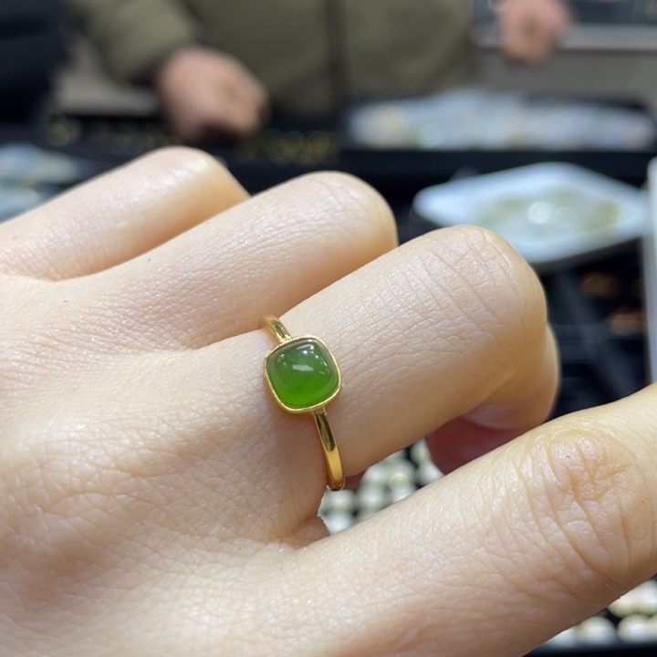 和田玉银S925镶嵌戒指