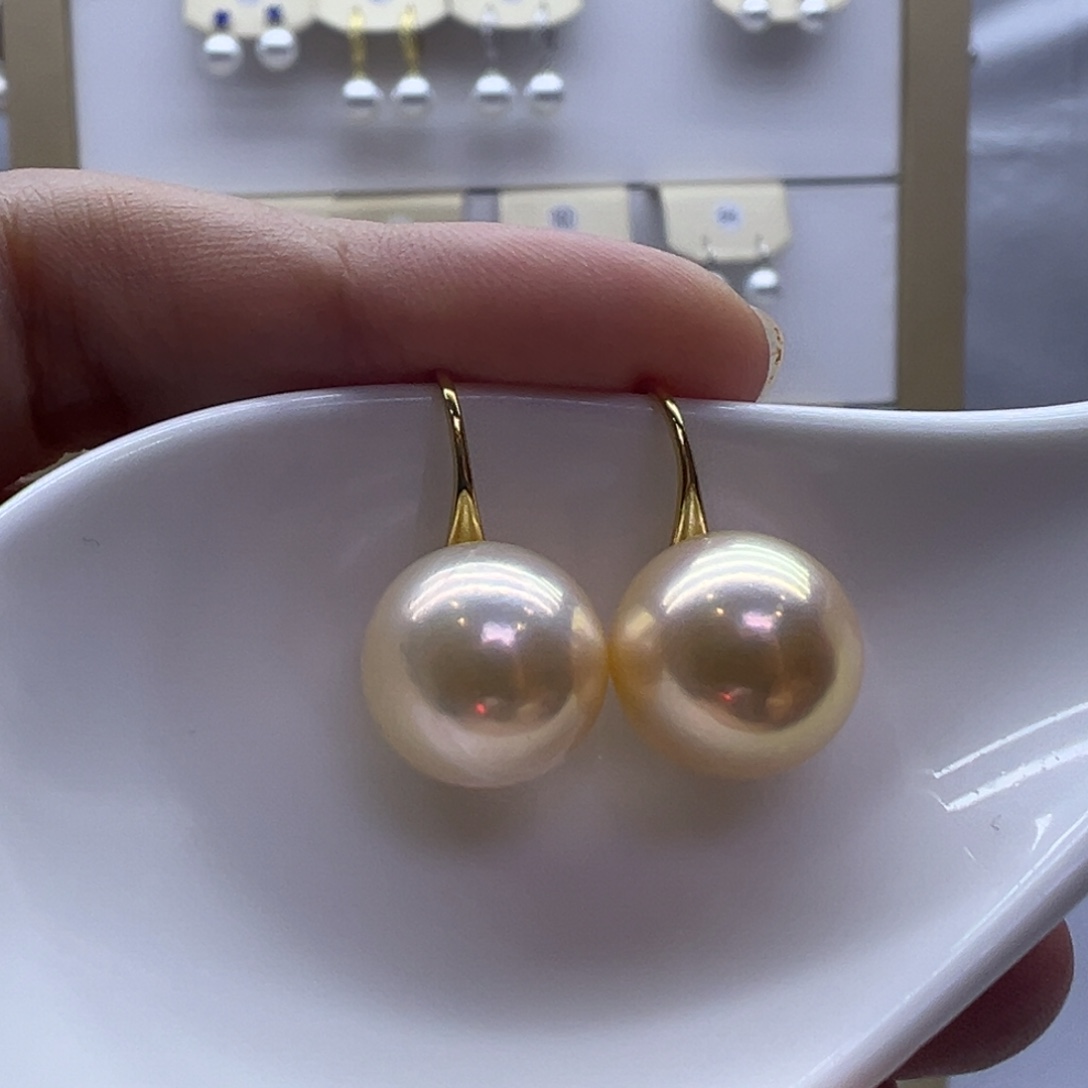 耳饰银S925镶嵌淡水珍珠