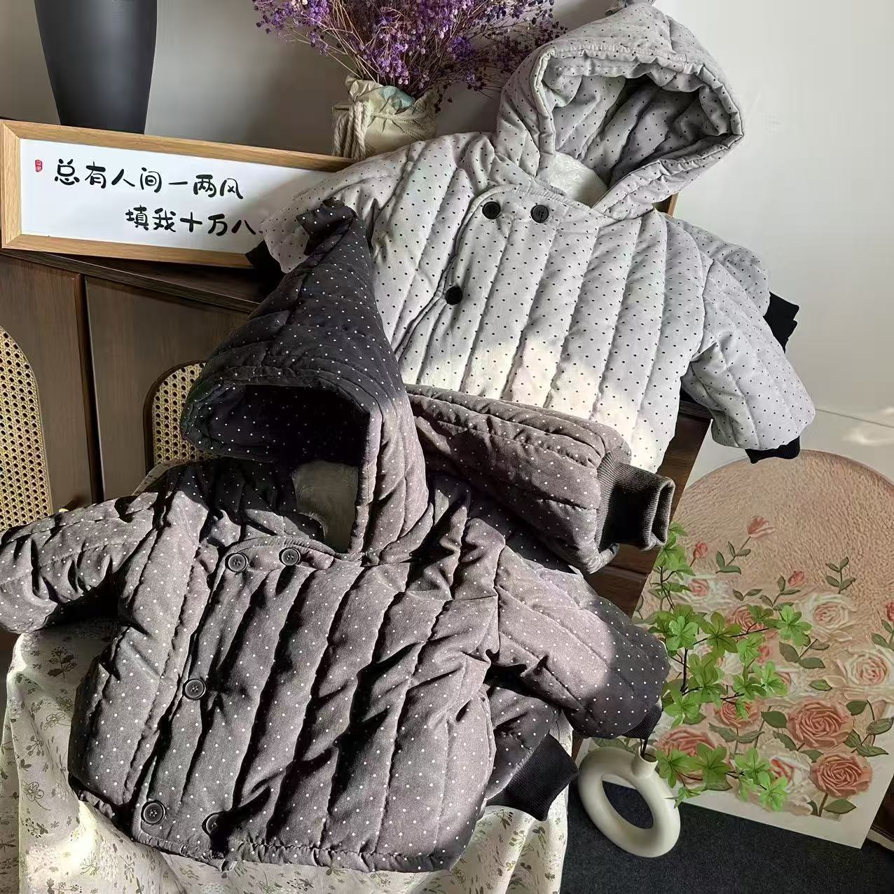 【2025新款儿童精灵帽男女童四层加厚保暖宝宝冬季加厚居家服套装