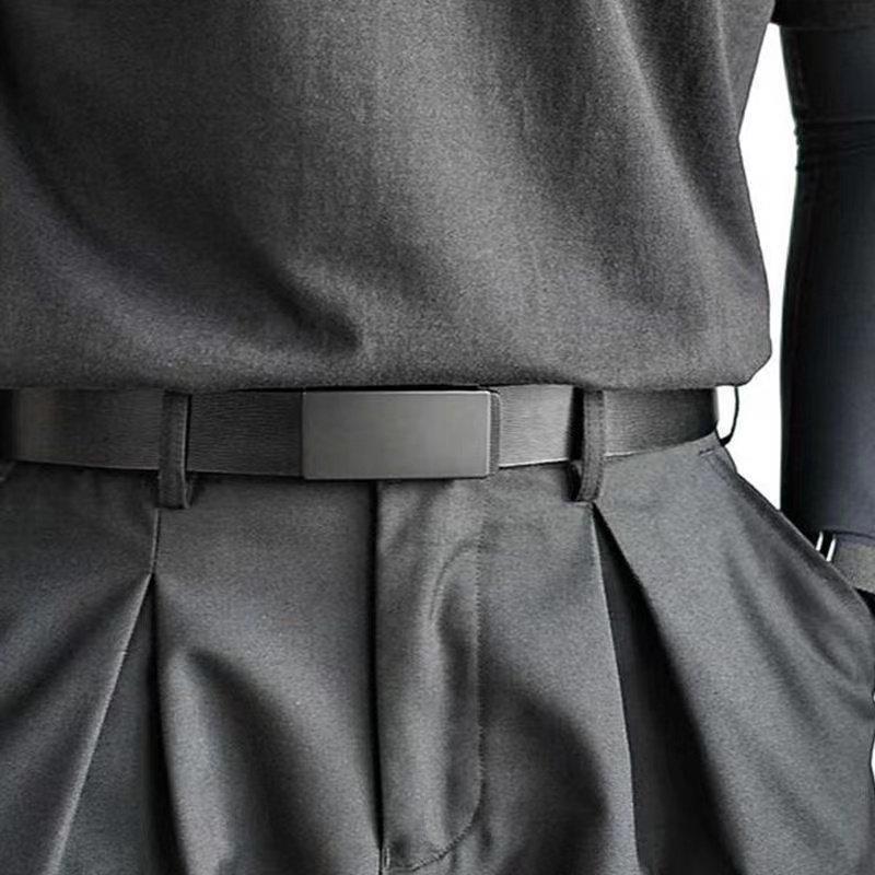 光面扣头男士腰带宽3.8 内穿平滑扣皮带