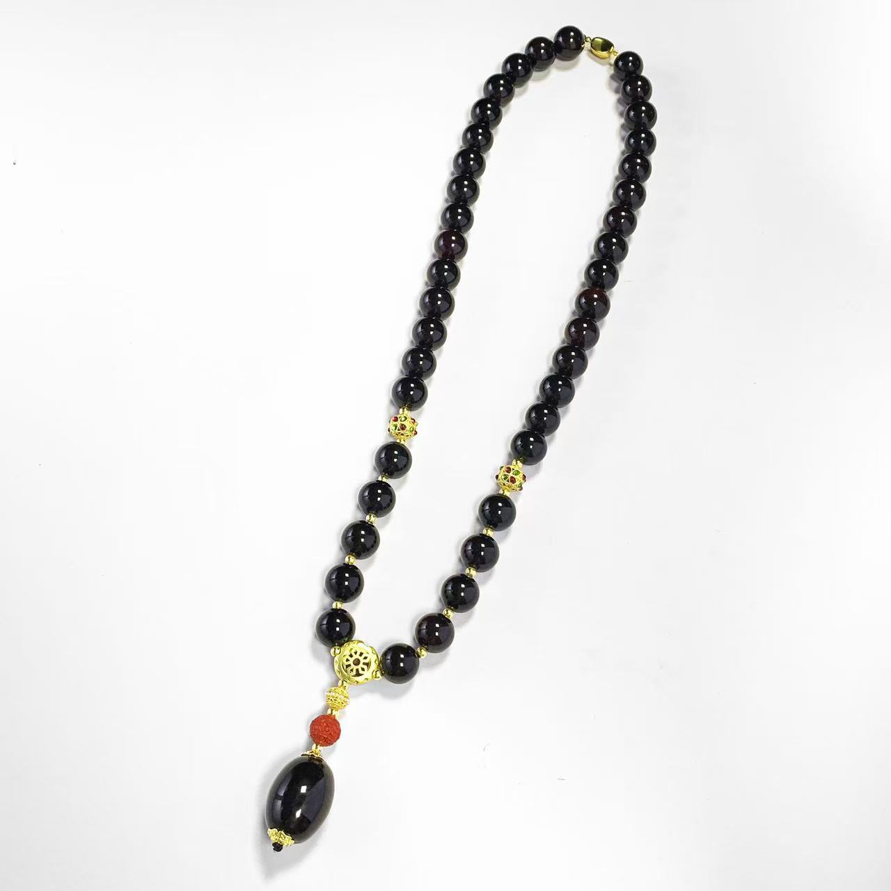 S7663【任会长珠宝】桖灵参珀玛瑙玉项链-送礼佳品