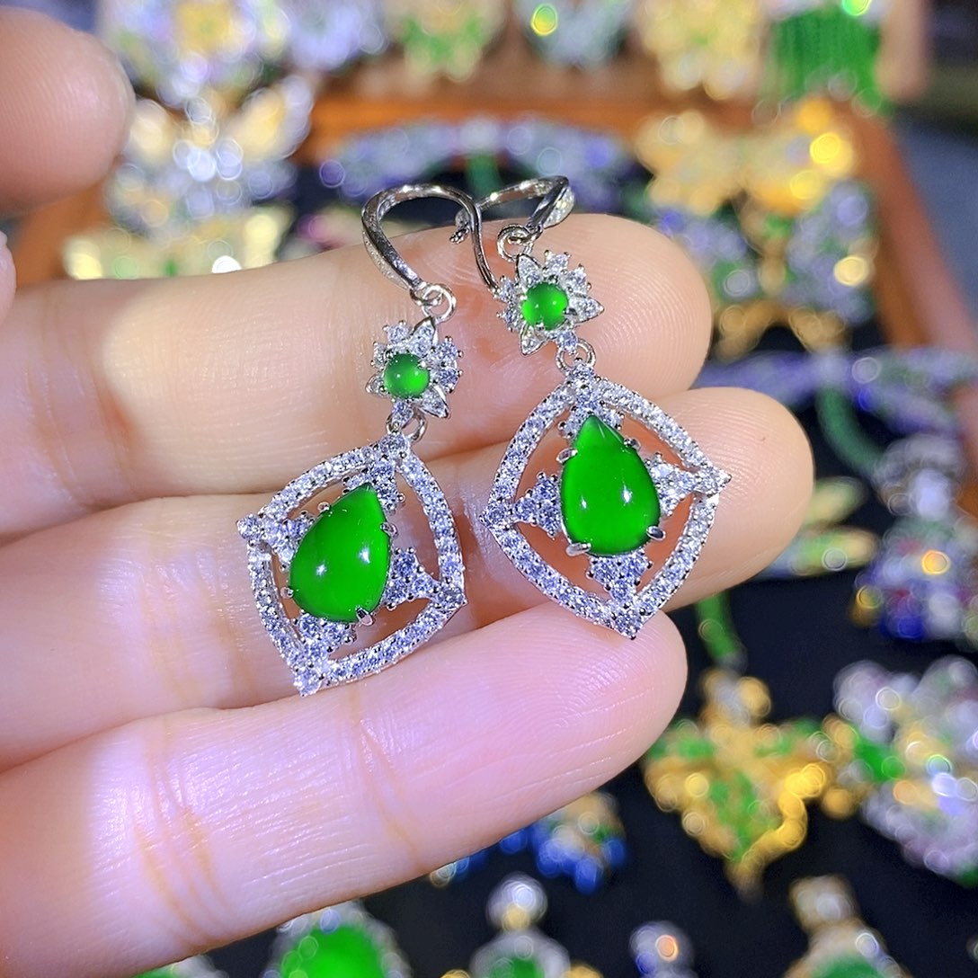 吊坠(不含链)银S925镶嵌翡翠