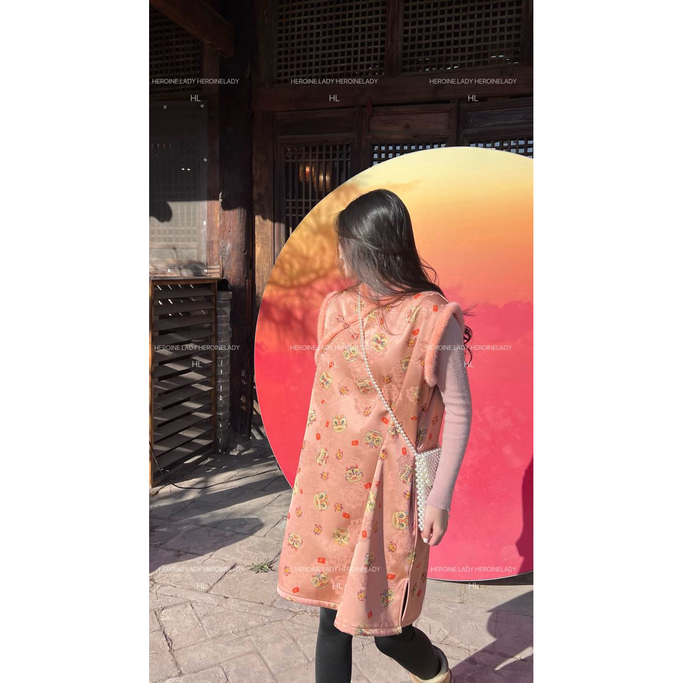 【好狮发生】HL冬新中式盘扣国风宽松喜庆百搭加绒保暖短款连衣裙